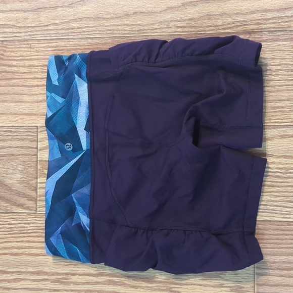 Lululemon Align Shorts Purple + Blue Ruched Women's Size 6 - Picture 2 of 3